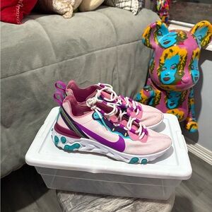 Nike React Element 55 Women’s Sneakers Pink Purple Teal Size 6